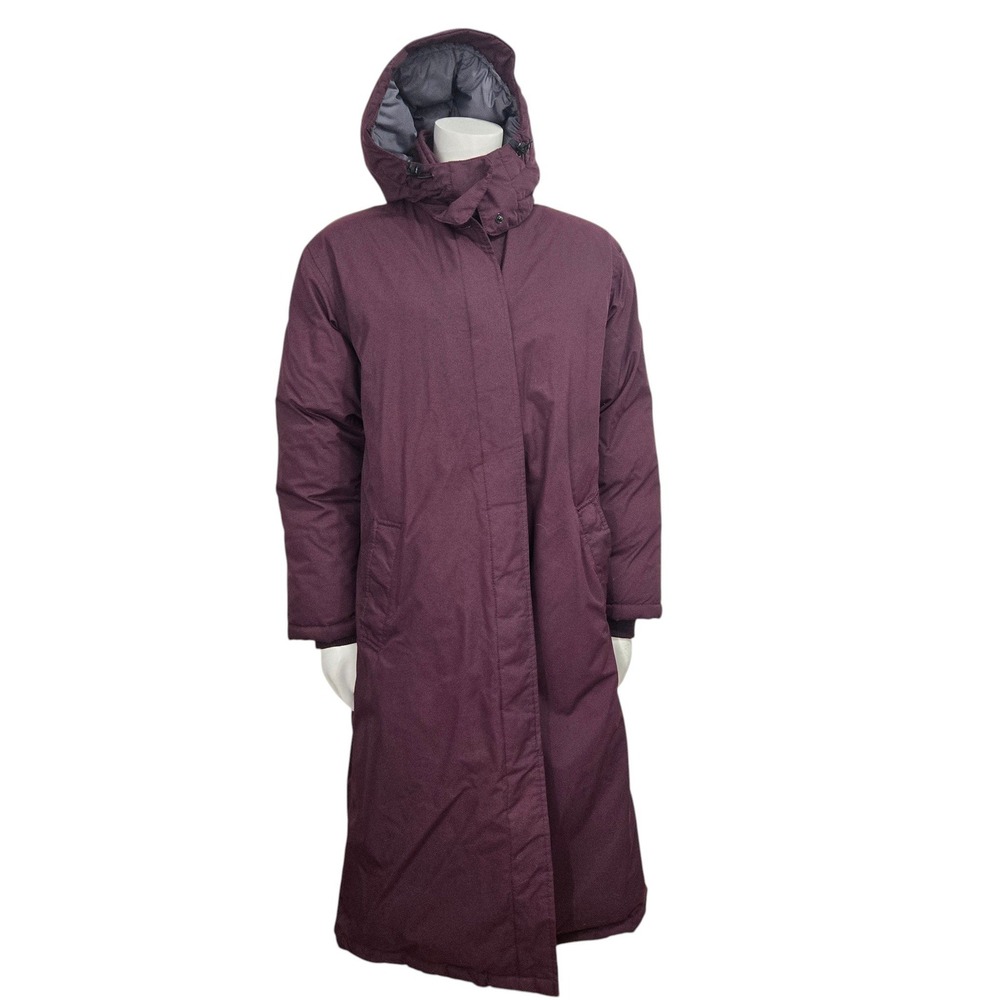 Lands' End goose Down Parka Women M/P 10-12 petite Plum Purple Long Puffer Coat